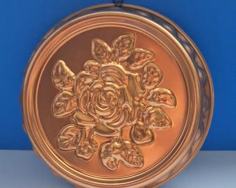 Vintage Copper Jello Mold, Rose Design, Retro Kitchenware Serving Dish