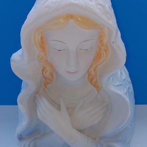 Large Mid Century Ceramic Virgin Mary Planter By Relpo, Vintage Porcelain Planter Madonna #5282.
