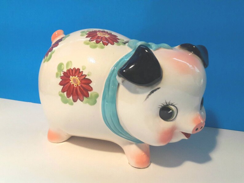 Large Vintage Ceramic Piggy Bank Retro Vintage Mid Century Etsy