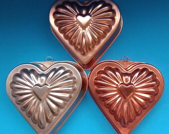 Vintage Copper Heart Jello Mold, One Heart Design Jello Mold, Retro Mold, Jello, Vintage Jello Mold.