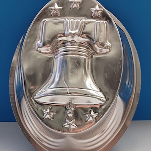 Vintage Copper Liberty Bell Ten Cup Jello Mold By AHC, Retro Jello Mold With Liberty Bell Design.