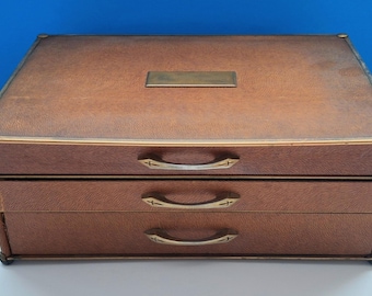 Mid Century Metal Frame  Jewelry Box With Three Jewelry Storage Drawers, Retro Jewelry Box Vintage Design.