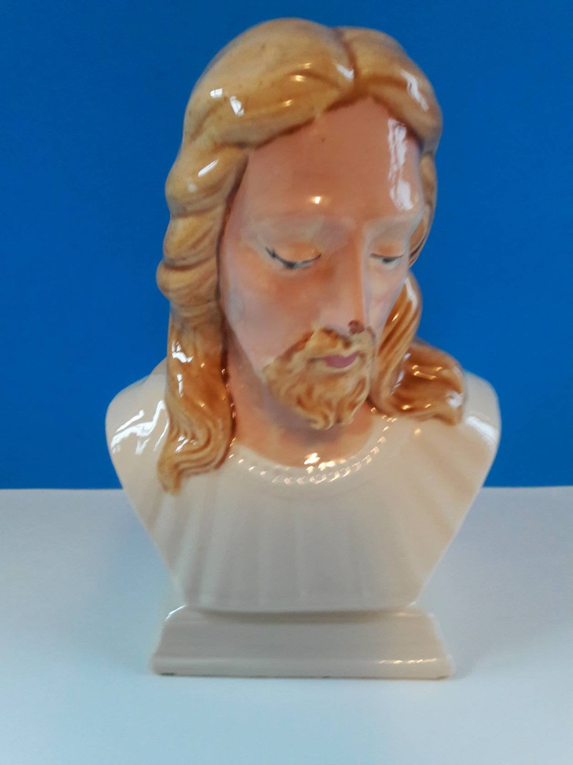 Vintage Ceramic Jesus Bust Handmade Ceramic Jesus Vintage Etsy