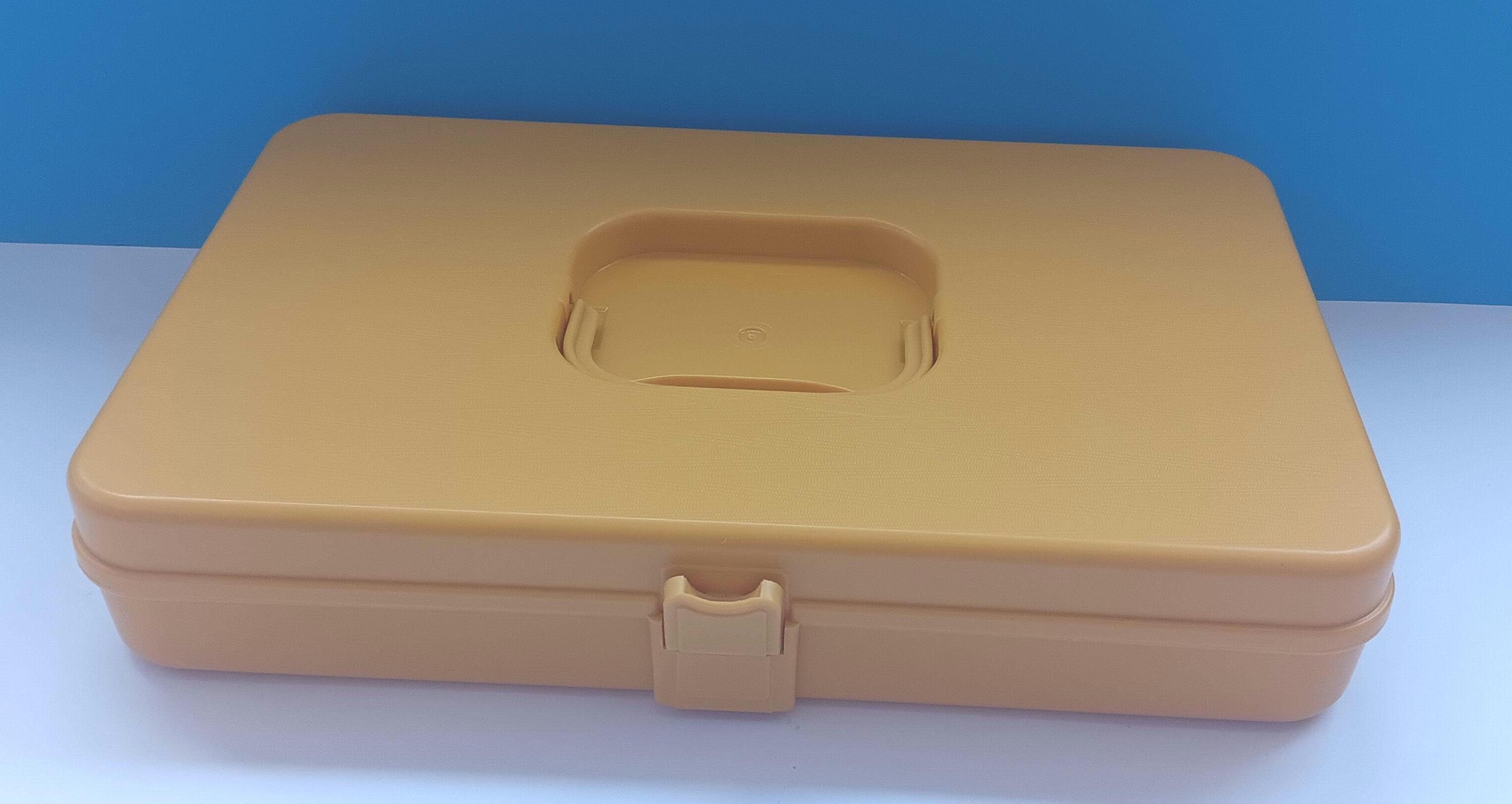 Vintage Yellow Plastic Sewing Box, Wil-hold Thread Storage, 1970s 