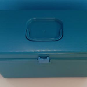 Vintage Blue Plastic Wil Hold Sewing Box, Retro Sewing Box Wilson Manufacturing.