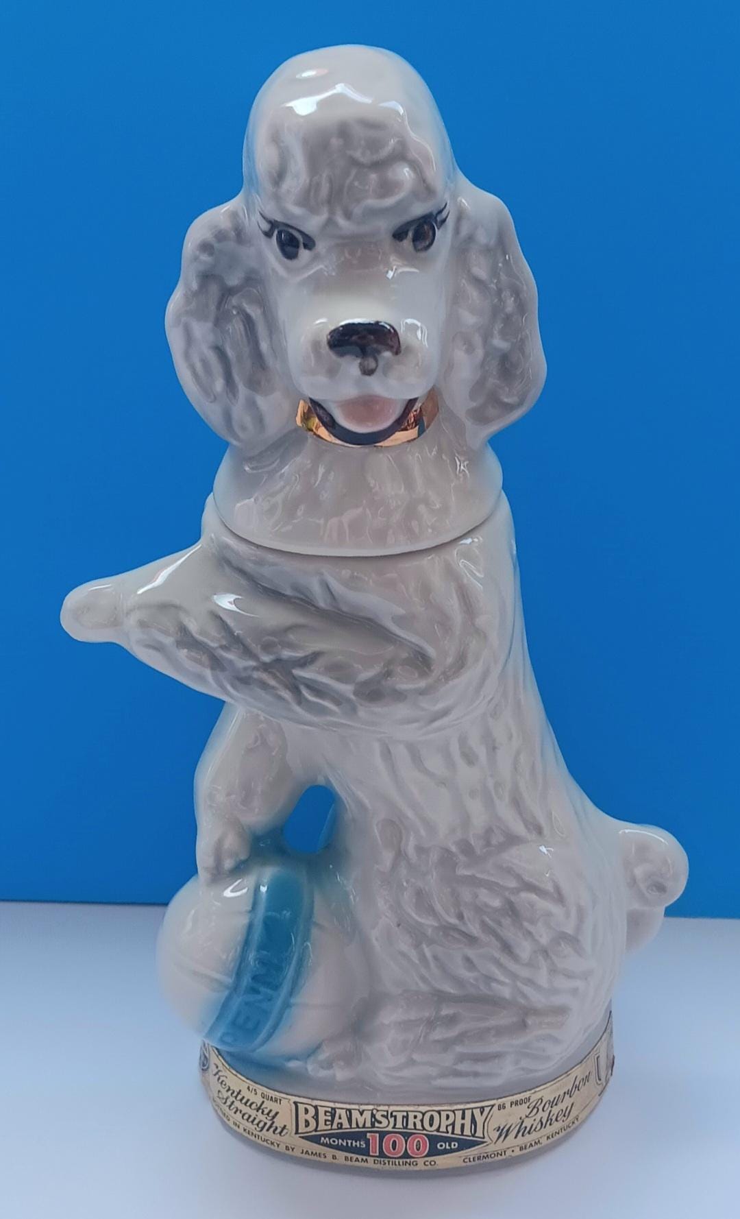 Vintage Ceramic Poodle Decanter Jim Beam Whiskey, Collectible Jim