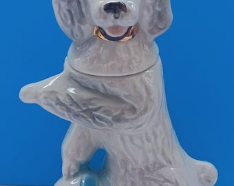 Vintage Ceramic Poodle Decanter Jim Beam Whiskey, Collectible Jim