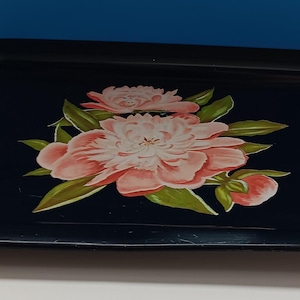 Mid Century Metal TV Tray With Floral Design, Vintage Serving Tray/TV Tray Retro Style.