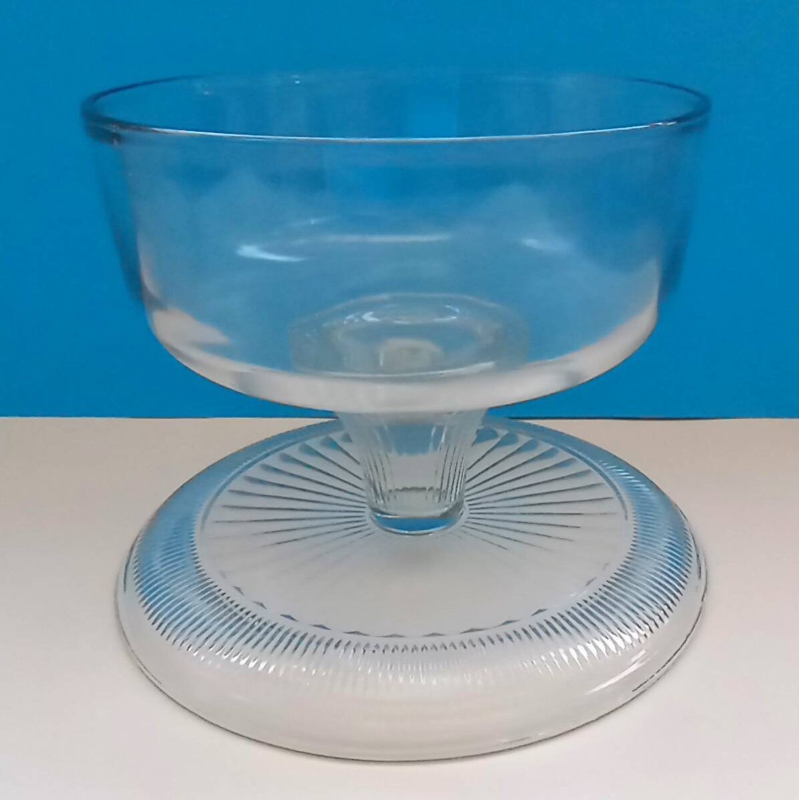 Mid Century Glass Cake Stand With Dome Heavy Glass Cake Stand Etsy