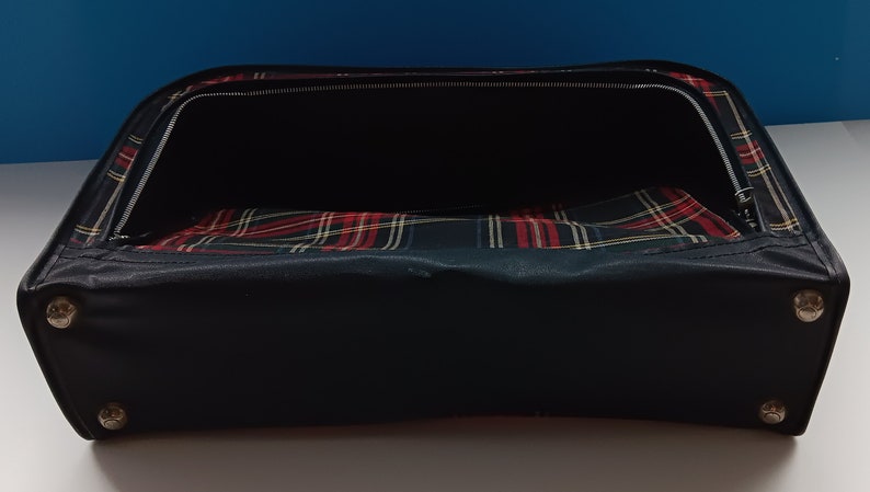 Vintage Soft Shell Red Tartan Plaid Suitcase, Retro 1960s Plaid Luggage. image 8
