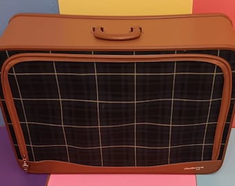 Maleta grande vintage Fleetwood 500 Plaid: bolso de viaje de mediados de siglo