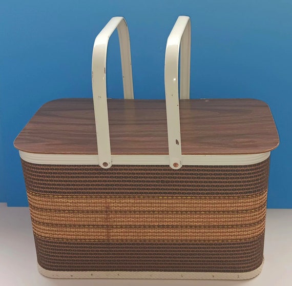 Vintage Redmond Woven Picnic Basket With Metal Handles - Etsy