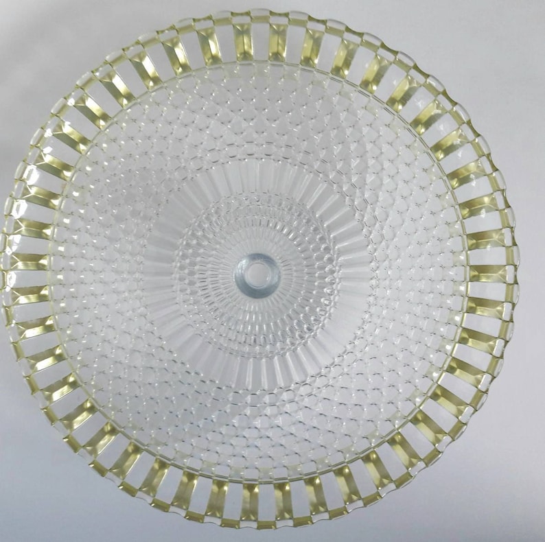 Vintage Glass Cake Stand With Green Tint Vintage Serving Retro Cake Stand 1970s Glass Cake Stand.