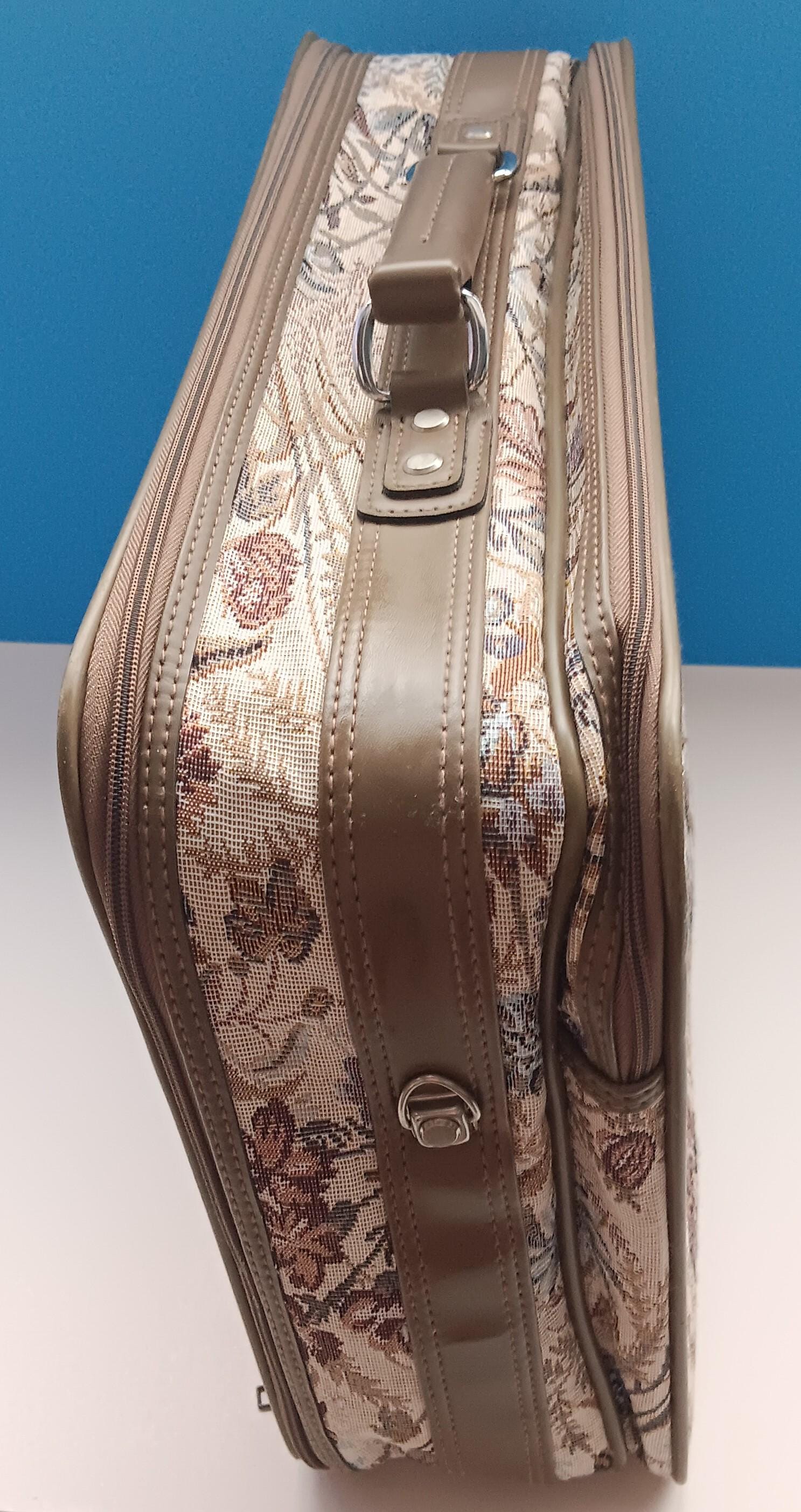 Vintage 1980s Jordache Floral Tapestry Suitcase, Retro