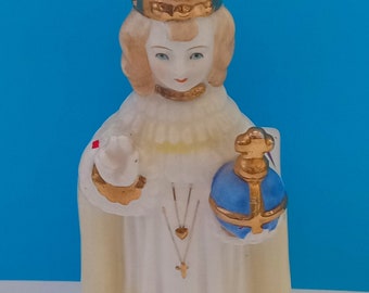 Mid Century Ceramic Infant Of Prague Planter Made By Wales Japan, Vintage Religious Planter, Infant Of Prague.