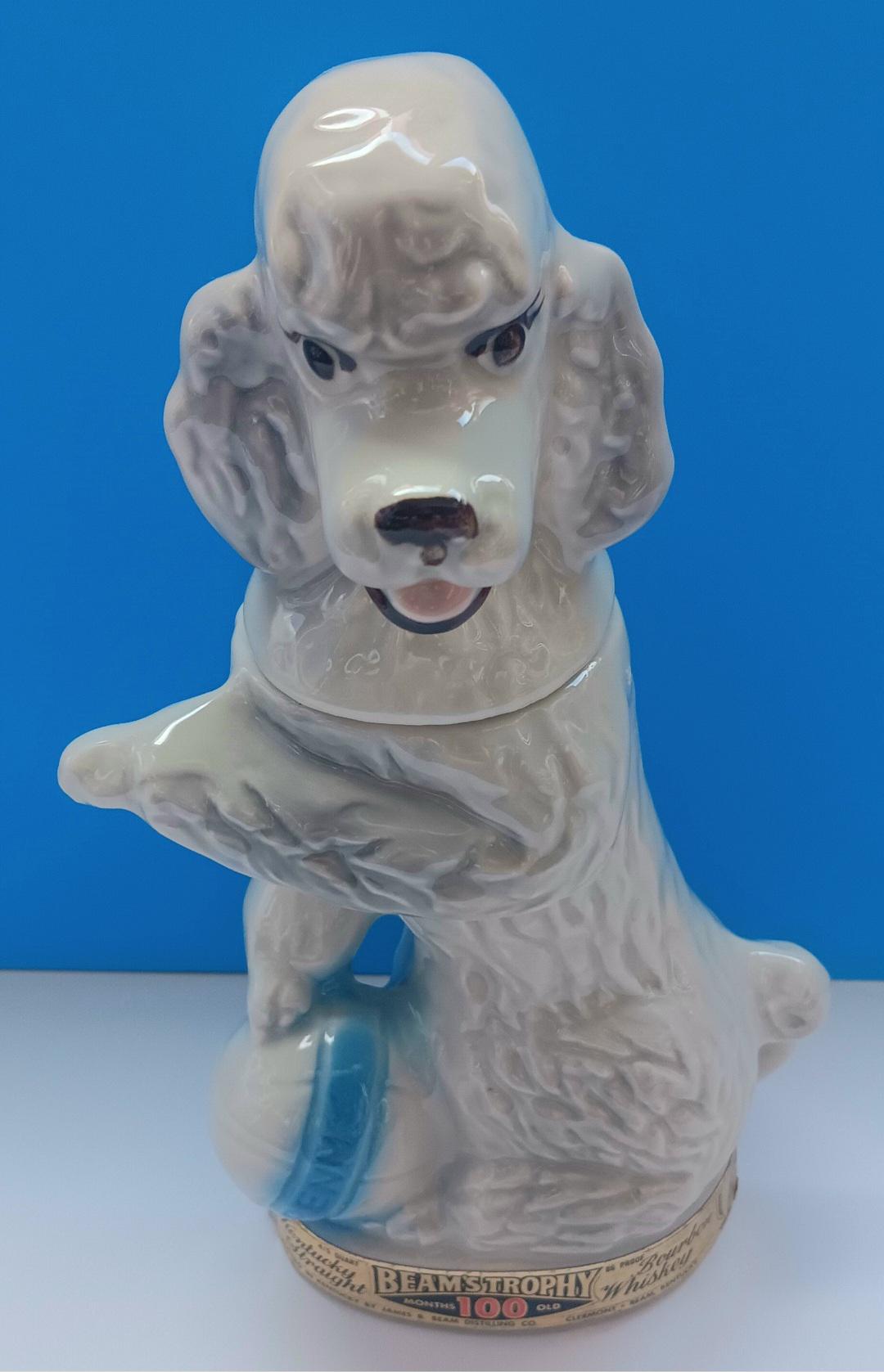 Vintage Ceramic Poodle Decanter Jim Beam Whiskey, Collectible Jim