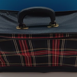 Vintage Soft Shell Red Tartan Plaid Suitcase, Retro 1960s Plaid Luggage. image 6
