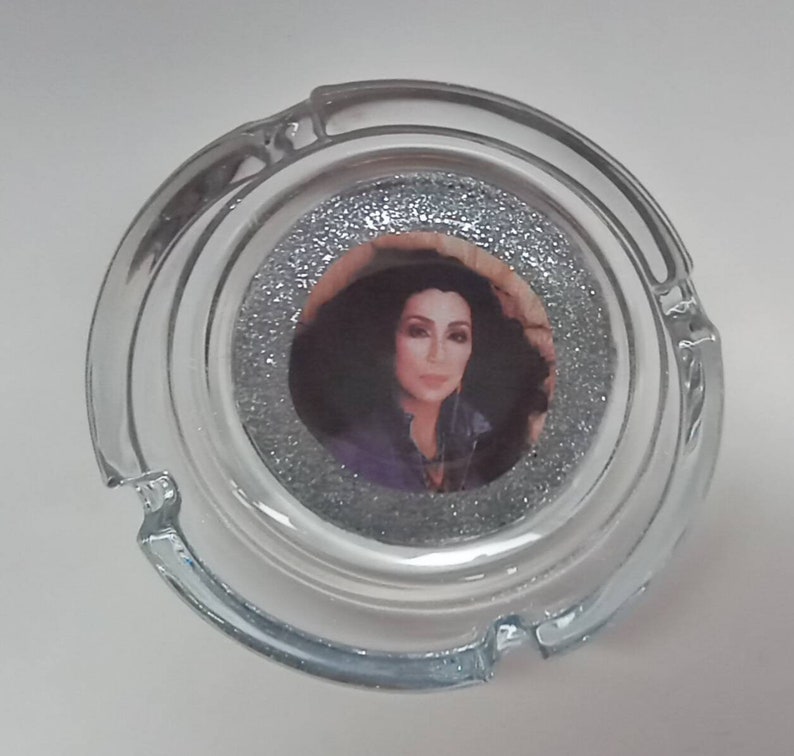 Handmade Cher Glass Ashtray Cher Smoke Accessory Retro image 2