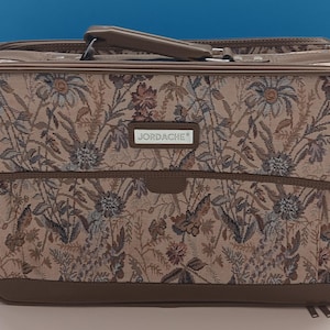 Vintage Jordache-koffer met bloementapijt uit de jaren 80, retro Jordache-bagage.
