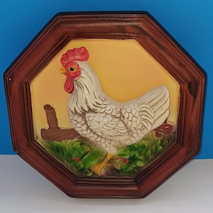 Vintage Ceramic 3D Rooster Wall Hanging By Napcoware, Mid Century Rooster Wall Plaque.
