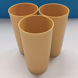 Juego de tres vasos vintage Tupperware Harvest Gold, tazas vintage Tupperware n.° 873-26.