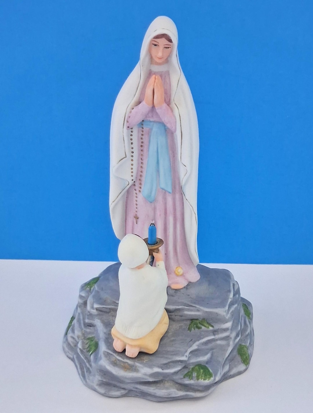 Vintage Resin Our Lady of Lourdes With Saint Bernadette Statue, Vintage ...