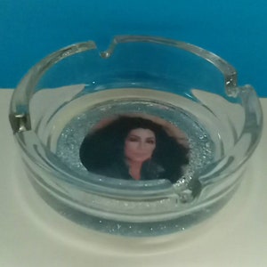 Handmade Cher Glass Ashtray, Cher, Smoke Accessory, Retro Music Ashtray, Cher Ashtray, Music Icon, Rock Star, Made By Mod. image 4