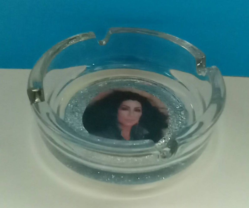 Handmade Cher Glass Ashtray, Cher, Smoke Accessory, Retro Music Ashtray, Cher Ashtray, Music Icon, Rock Star, Made By Mod. image 4