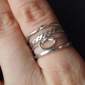 Knot Stacking Ring Set // Twisted Wire Stacking Ring Set // Set of Four ...