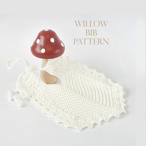 Crochet Baby Bib PATTERN, Digital PDF, Lace Cotton Crochet Small Bib Pattern, Willow Crochet TUTORIAL Bib Pattern, Instant Download Pattern