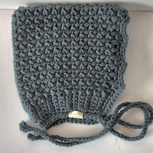 Gorro de bebé Pixie grande, verde azulado oscuro, 100% algodón, tejido a crochet.