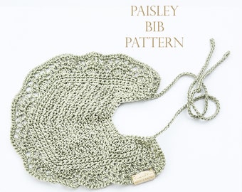 PDF Fine Yarn Crochet PATTERN, Digital Download Pattern, Baby Bib Pattern, Paisley Crochet Tutorial, Crochet Instructions, Instant Download
