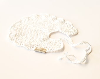 Special Occasion Baby Bib, Soft Dribble Bib, Small White Baby Bib, Thick Cotton Bib, White Baby Crochet Bib, Baby Boy Girl Crochet Bib