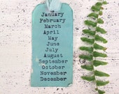 Handmade Tags "Months of the Year"/Shabby Chic Tags/Robin Egg Blue/Organization/Distressed Tags