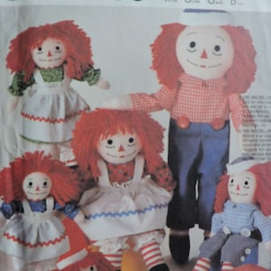 Raggedy Ann & Andy Doll Family Treasure McCall&#39;s 2447 / 813 Dolls Craft Sewing Vintage Pattern FREE MAILING To Canada Destinations