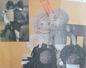 Vogue 7535 Sock Doll Six 2 tailles poupées jouets pull jupe pantalon vêtements motif Linda Carr artisanat couture motif livraison gratuite au Canada et aux États-Unis