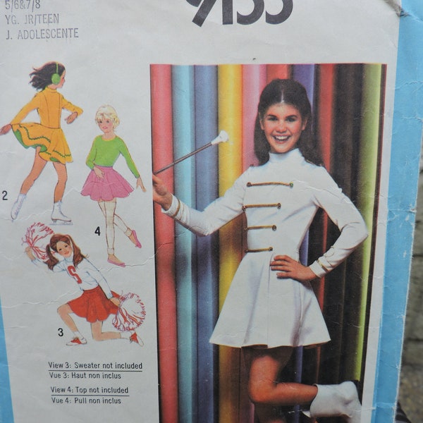 Vintage Cheerleader Drum Majorette Ballet & Traje de patinaje Disfraces Simplicidad 9155 Patrón Niñas Sz. 5/6 ENVÍO GRATUITO a Canadá y EE. UU.