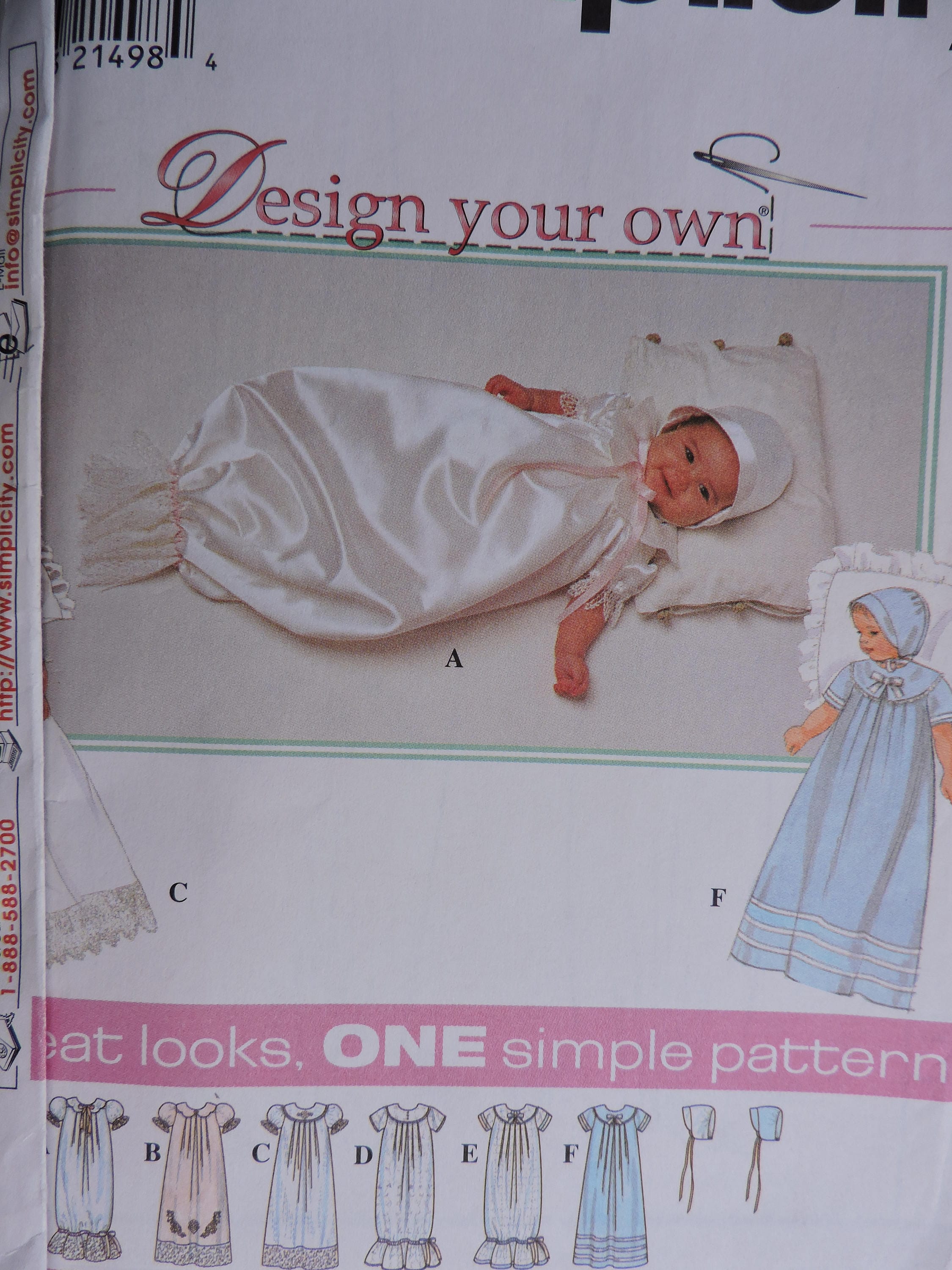 Simplicity 8024 Babies Christening Sets With Bonnets Pattern Sz  XXSmall-Medium | eBay