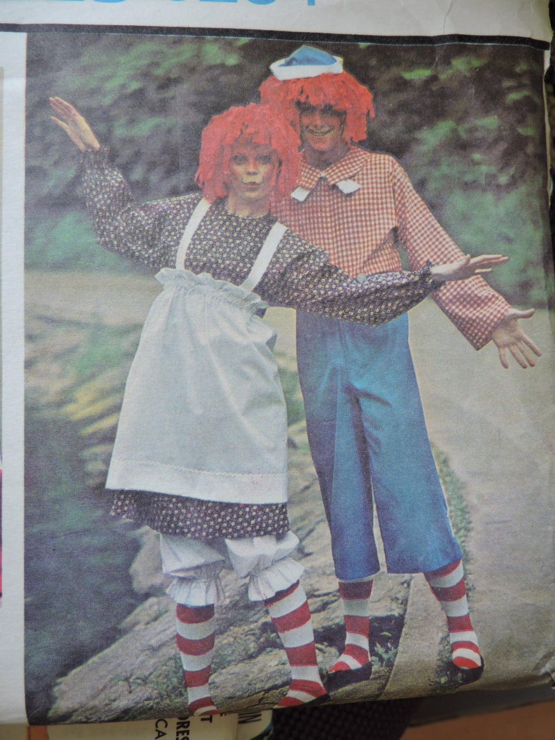 Raggedy Ann & Andy Classic Halloween Stage Play Costume Adult McCall's 347 / 7743 Pattern Sz. Medium 36 38 image 1