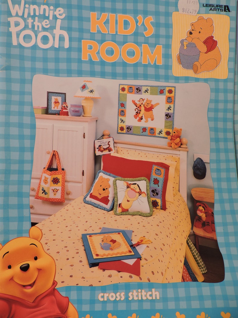 Winnie The Pooh Kids Room Cross Stitch Disney Characters Pooh and Tigger Cross Stitch Needlework Leisure Arts Booklet 3199 Chart Design Book