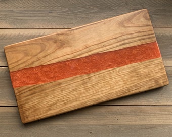 River Board - Orange, Epoxy Resin Cutting Board, Serving Tray, Charcuterie Board