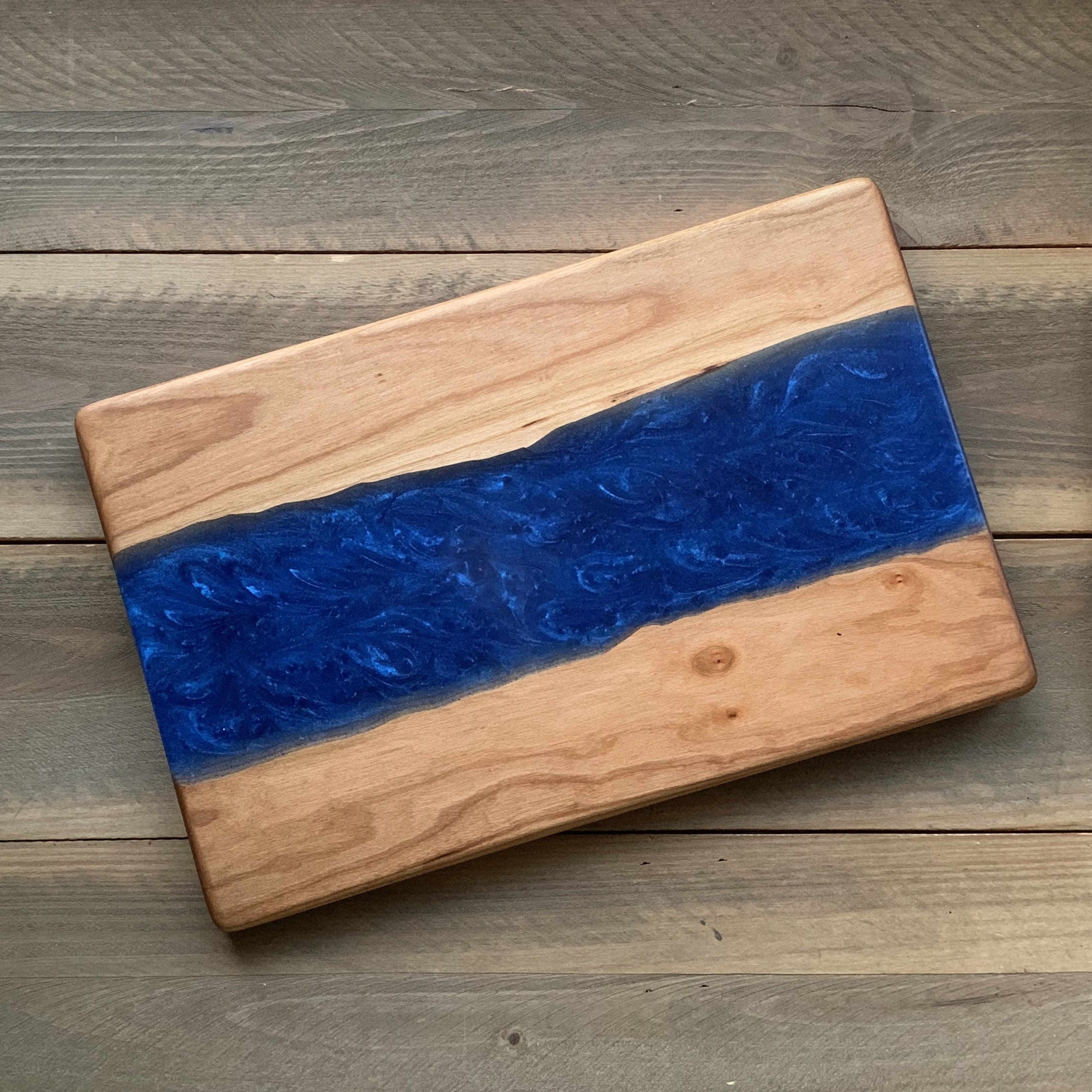 Oak & Blue water resin cutting board —