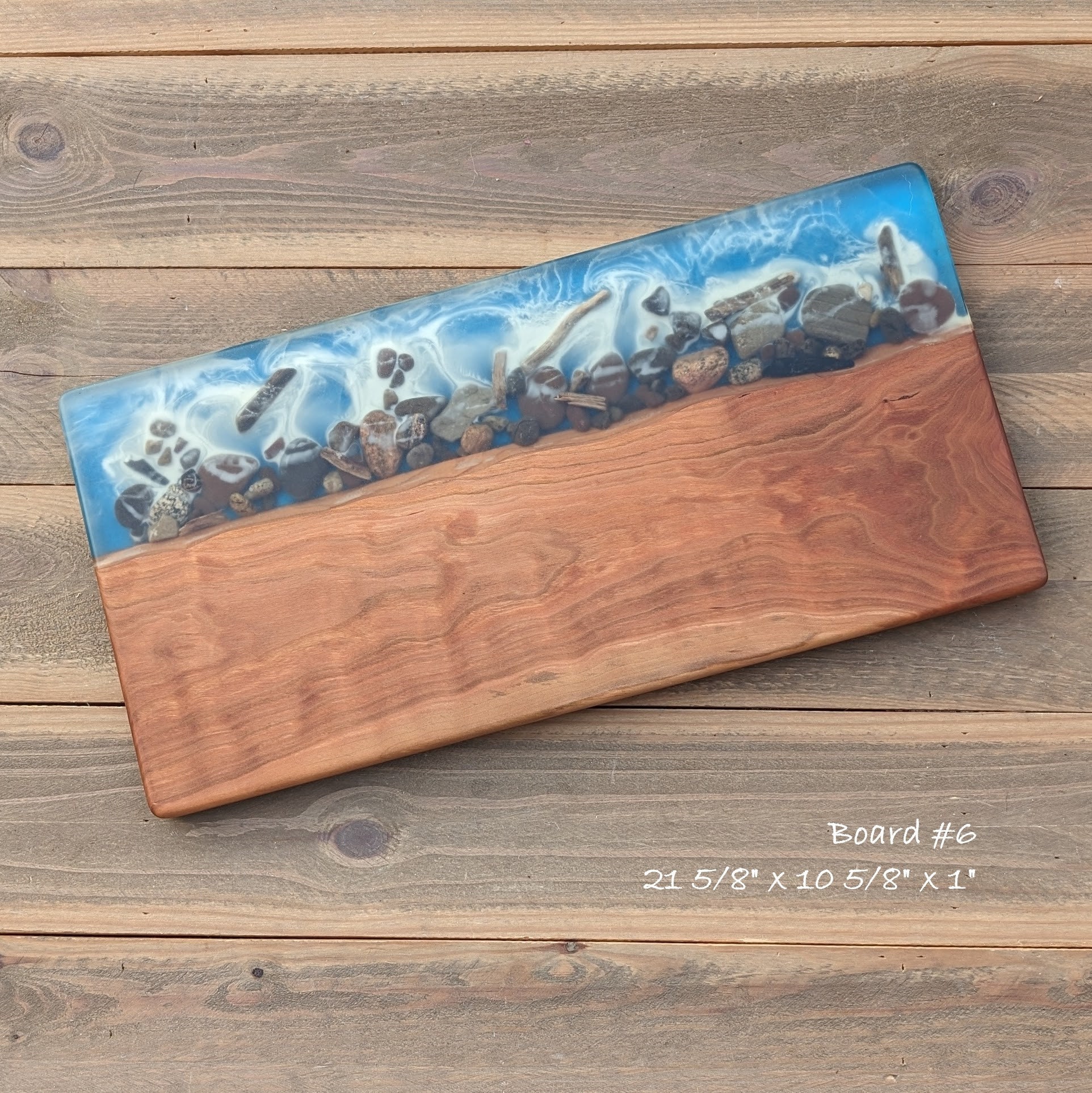 8Ａ　GARAGE Resin Cutting Board River Rock Cutting Board - Live Edge, Epoxy, Resin, Cheese
