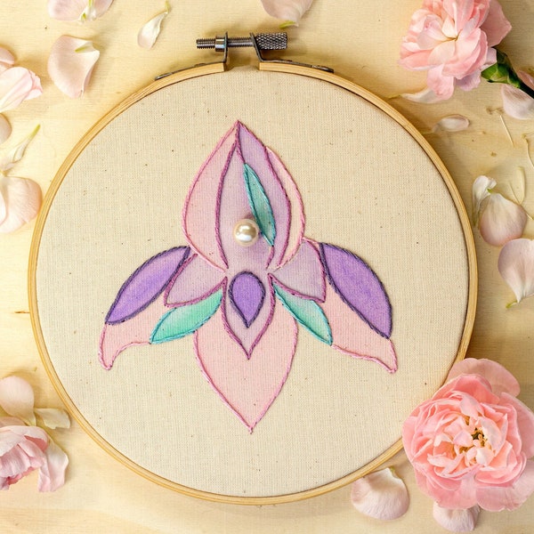 Flower Vagina - Feminist Art - Vagina Embroidery Art - Botanical Artwork - Sensual Nature - Yoni - Flower Of Life