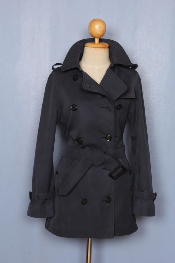 BURBERRY Trench Coat Womens 1739 Navy Blue US 0