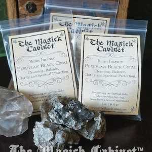 Peruvian Black Copal Incense, Natural Resin Incense for Clearing Rituals and Aromatherapy, Wicca Magick Witchcraft Supplies