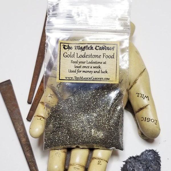 Witch made Gold Lodestone Food, Used to "feed" your Lodestone, Gold Ultra-fine iron shot for Witchcraft, Voodoo, Wicca, Magick Rituals