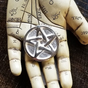Pewter Pentacle Altar Coin: Witchcraft Protection Good Luck Charm