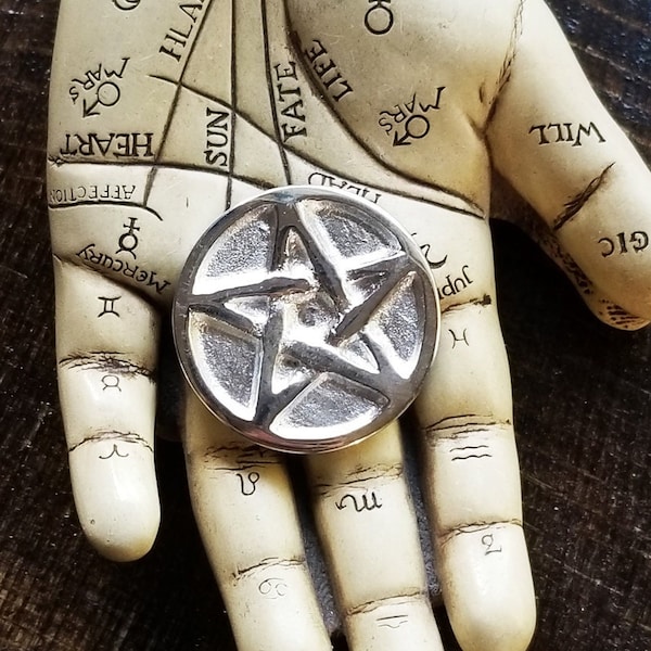 Large Pentacle Altar and Pocket Coin, Pewter Pentagram for Protection, Focus in Spell Work or as a Good Luck Charm, Witchcraft Supplies