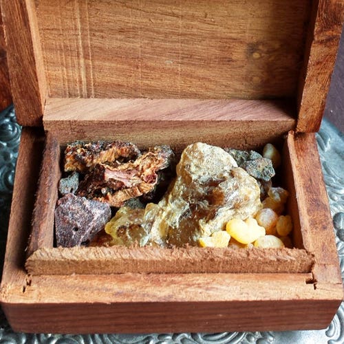 7 Sacred Resins Incense Mix in a Wooden Box Use to Purify Etsy